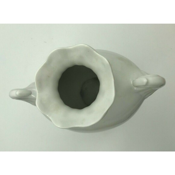 Double Handled White Porcelain Vase Art Nouveau Ceramic Vase 2 Handles 9 Inches - Picture 7 of 8
